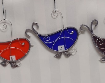 Cute Little Birds in Stained Glass