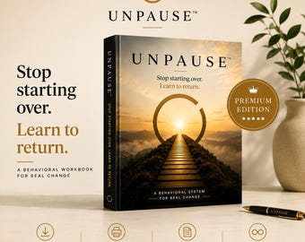 UNPAUSE™ Workbook | Procrastination Workbook | Habit Tracker | Self Reflection Journal | Printable PDF | Stop Starting Over