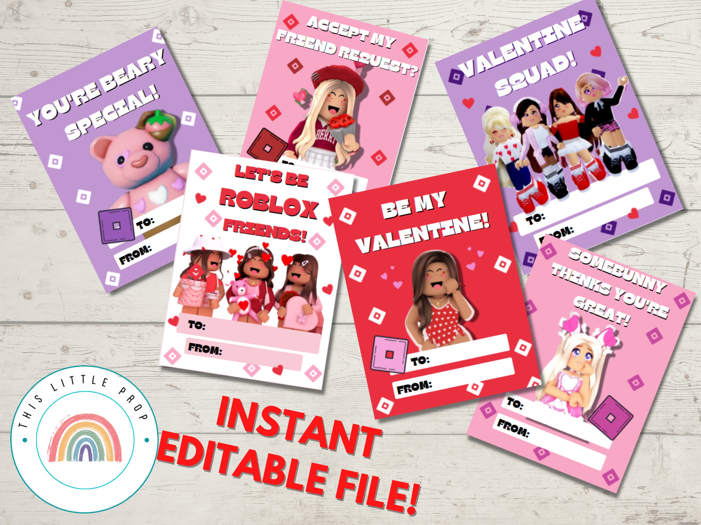 Roblox Valentine's Day Card Classroom Pack/10 Printable Valentines for Kids Roblox/ Roblox ...