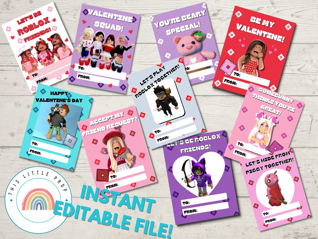 Roblox Valentine's Day Card Classroom Pack/10 Printable Valentines for Kids Roblox/ Roblox ...