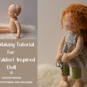 Downloadable Doll Making Tutorial and Patterns, Waldorf Inspired Doll 14" , Clothes patterns for boy or girl doll