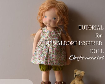 15" Waldorf Inspired Doll Sewing Tutorial: Wefted Hair, Clothes Patterns (PDF Download) ENGLISH