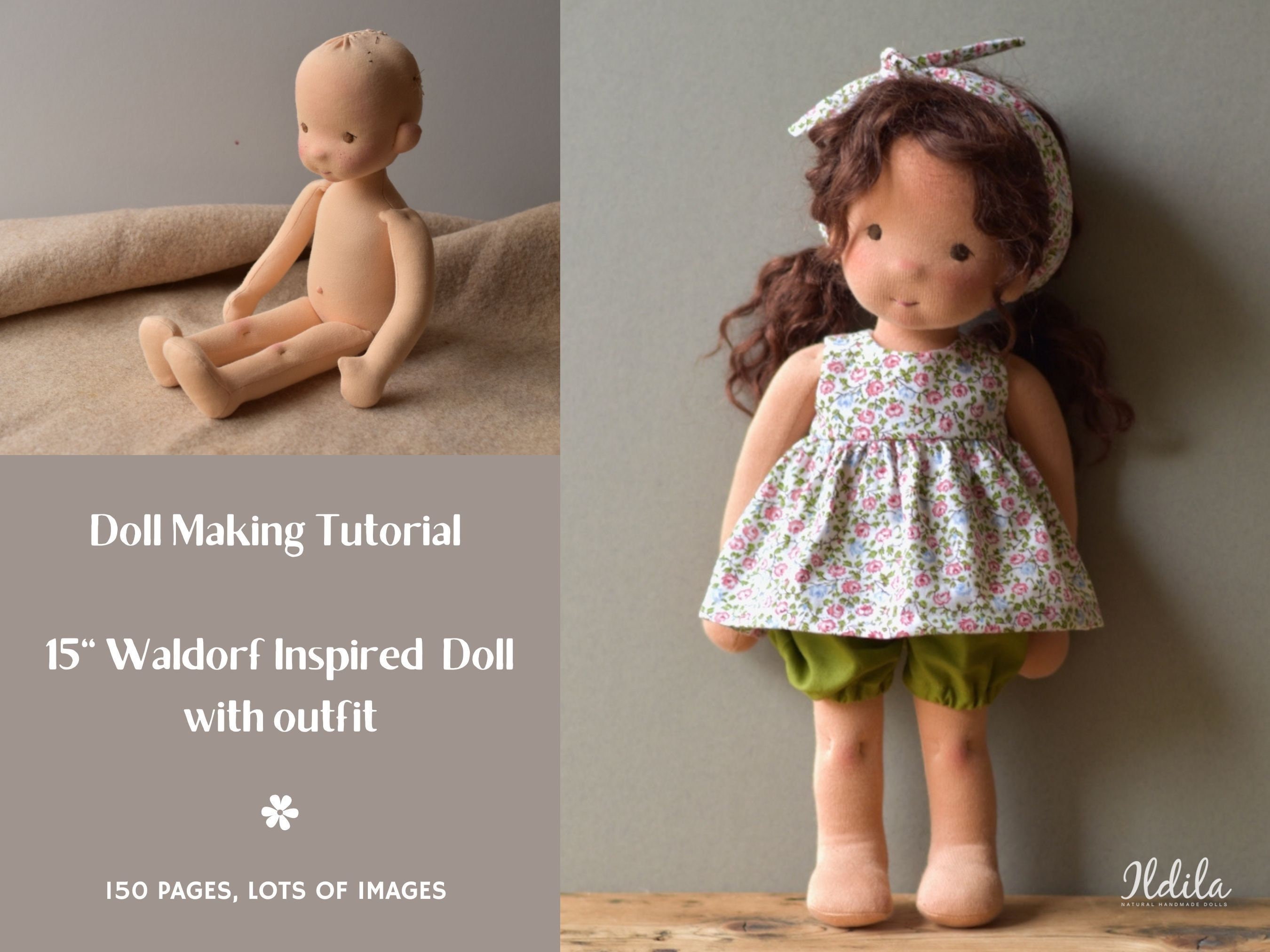 Tutorial and Patterns for 15 Waldorf Inspired Doll With