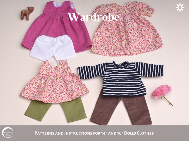 WARDROBE patterns and instructions for 14/36cm and 16/41cm Waldorf Doll Clothes image 1