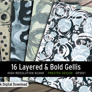 Layered & Bold Gelli Collage Papers, Printable Papers For Download, All Original Downloadable Digital Paper Pack, Texture Pages Assortment