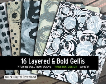 Gelli Print Digital Papers  Layered Bold Textures for Collage, Mixed Media, Journaling (Digital Download)