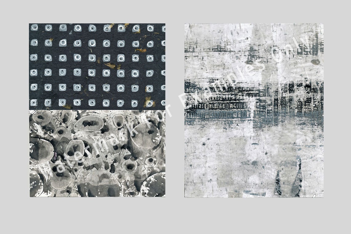 17 B&W Gelli Plate Textures for Collage, Junk Journaling (digital ...