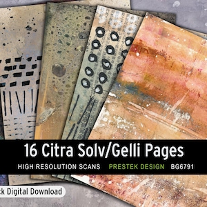 Citra Solv/Gelli Texture Assortment | All Original Printable Papers For Collage, Mixed Media, Journaling | Digital Download Paper Pack