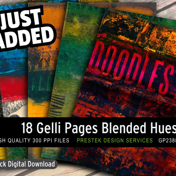 Gelli Texture Pages In Blended Hues For Collage, Mixed-Media, Journaling. Digital Download Printable Papers, Digital Paper Pack