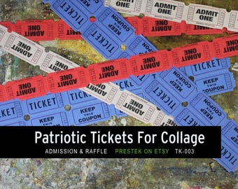 Vintage Red White Blue Ticket Strips | Collage, Journaling,  Mixed Media Ephemera