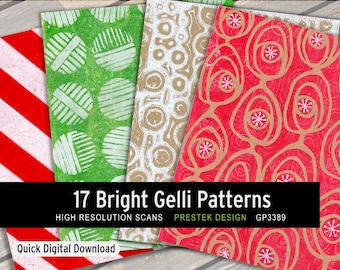 Bright Red/Green Gelli Print Paper Pack | (Digital Download)