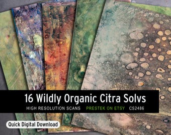 May include: A selection of 16 Wildly Organic Citra Solvs, high-resolution scans, in a range of colours. The images have a textured, abstract appearance with shades of green, purple, orange, and brown. The text "Quick Digital Download" is also visible.