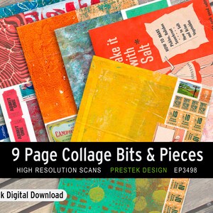 Color Themed Papers With Digital Ephemera, Print On Demand, Printable Papers, Collage, Mixed Media, Ephemera Paper Pack