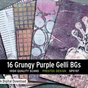 Grungy Gelli Print Texture Page Pak For Collage, Journaling | Digital Download