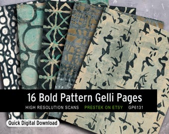 Bold And Strong Gelli Print Papers | For Collage, Journaling, Mixed Media (Digital Download)