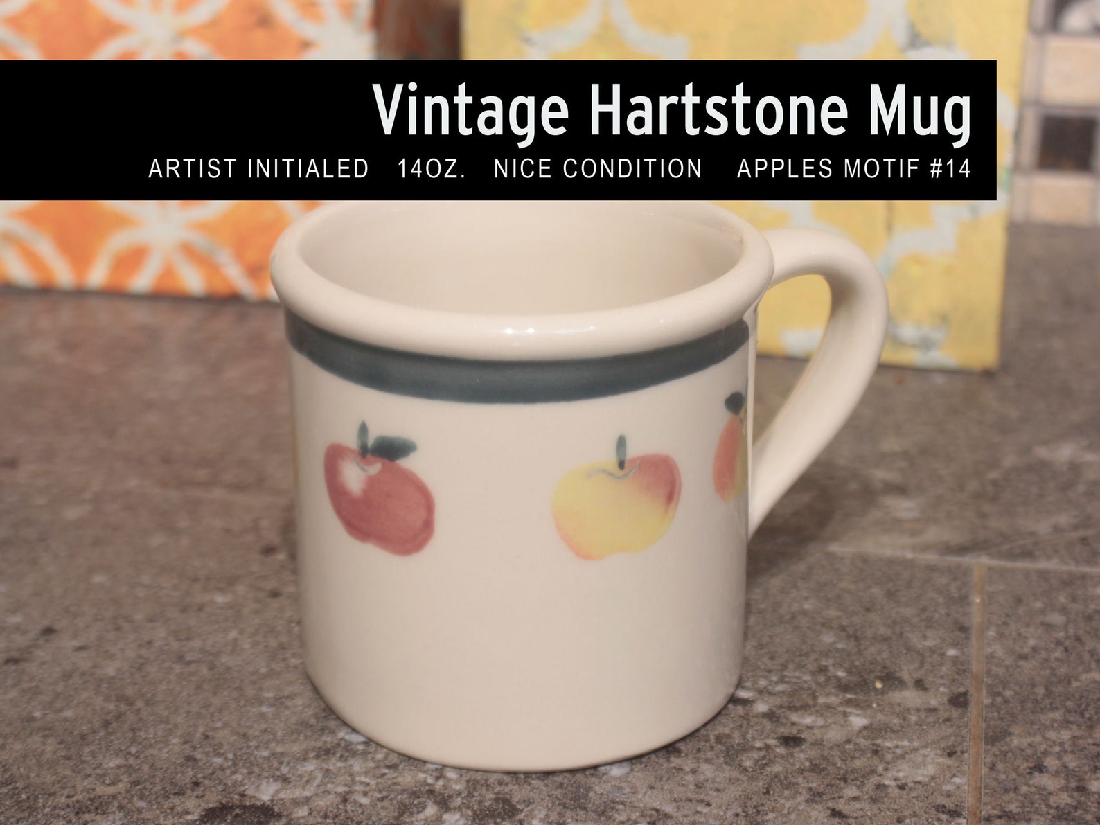 Mugs Cups Hartstone Pottery Hand Painted Apples Artist Signed Etsy