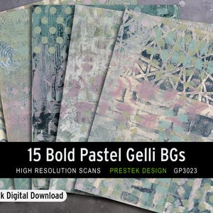 Bold Pastel And Layered Gelli Background Papers | Printable Papers For Download | Collage, Journaling, Mixed-Media