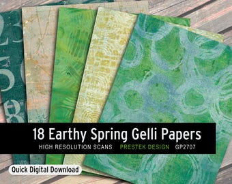 18 Earthy Spring Gelli Texture Pages (Digital Download)