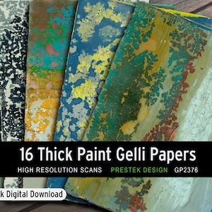 Earthy Gelli Print Pages | Digital Paper Pack for Collage & Mixed-Media Art | Instant Download Texture Sheets
