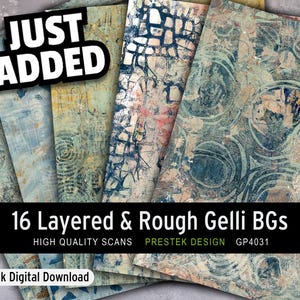 Roughy Scruffy Grunge Layered Gelli Texture Set | Printable Papers Collection | Collage, Mixed-Media, Junk Journaling Digital Paper Pack