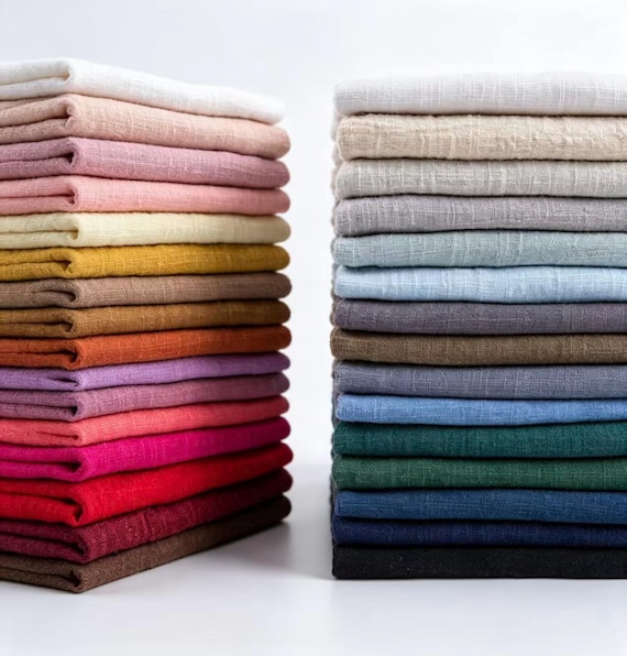 100% Cotton Linen Look Fabric Slub Texture Lightweight Breathable Sewing Material