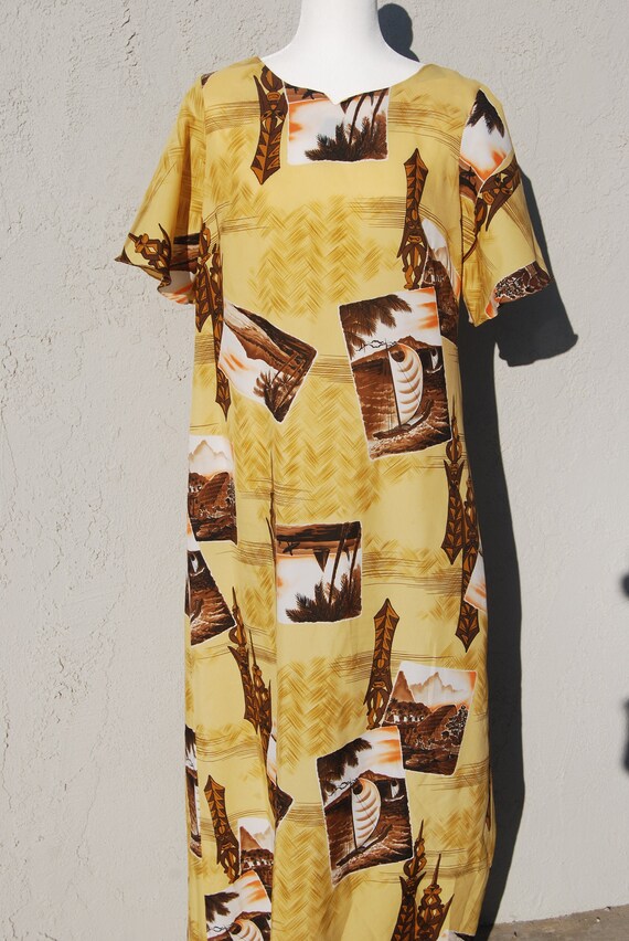 Vintage Hawaiian Tiki Dress L- XL