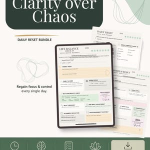 Daily Reset Planner | Fillable PDF Printable | Overwhelm & ADHD Planner | Self Care Journal