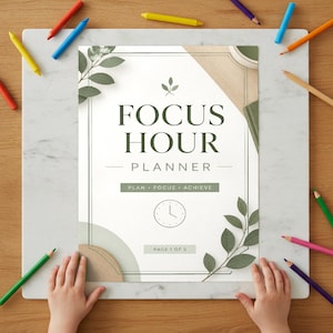 Focus Hour Planner for Busy Professionals, Concentration Tracker, Study Guide Printable, Deep Work Organizer, Productivity Worksheet