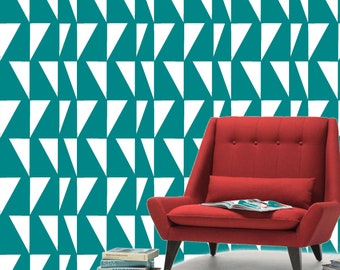 Teal Triangles 1:12 Tapeta do domku dla lalek do pobrania cyfrowego