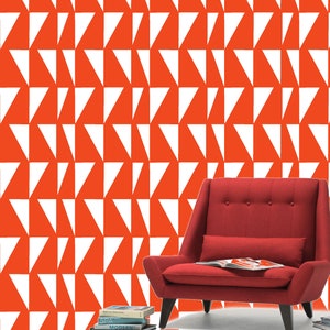 Red Triangles 1:12 Dollhouse Wallpaper Digital Download