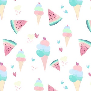 Pastel Ice Cream and Watermelon Dollhouse Wallpaper 1:12 Digital Download