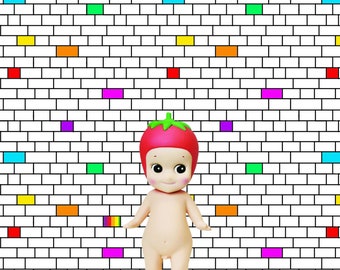 Rainbow Subway Tiles Dollhouse Wallpaper by Katrina Ward