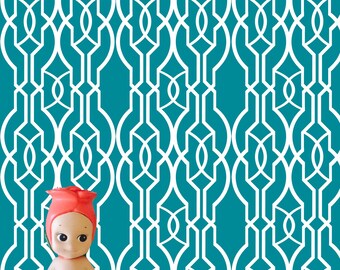 Teal Geometric Patterned Twelfth Scale Dollhouse Wallpaper Digital Download