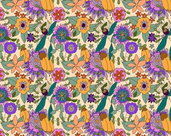 Retro Garden Floral 1:12 Dollhouse Wallpaper Digital Download