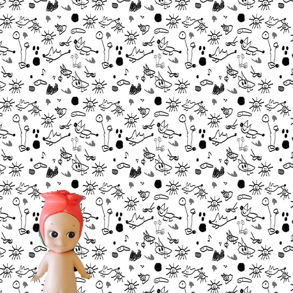 Kid Monster Drawings 1:12 Dollhouse Wallpaper Download