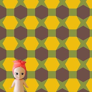 Retro Geo Kowhai 1:12 Dollhouse Wallpaper Digital Download