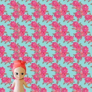 Proteas on Aqua 1:12 Dollhouse Wallpaper Download