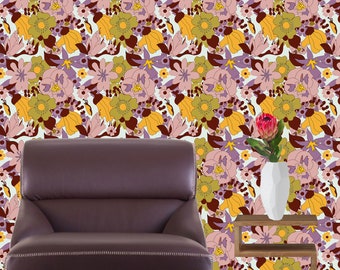 Retro Muted NZ Floral 1:12 Digital Dollhouse Wallpaper Download