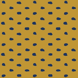 Mustard and Navy Painty Polka Dots Dollhouse 1:12 Wallpaper Digital Download