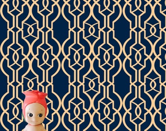 Navy Geo Dollhouse Wallpaper 1:12 Digital Download