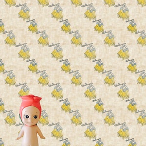 Kowhai Flowers on Linen 1:12 Dollhouse Wallpaper Download