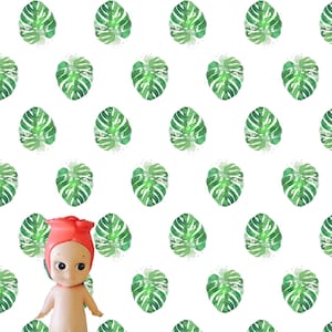 Monstera Watercolour 1:12 Dollhouse Wallpaper Download