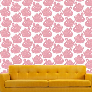 Pink Crown Lynn Swans 1:12 Dollhouse Wallpaper Digital Download