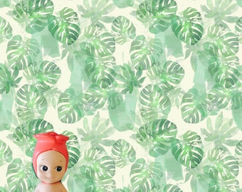 Watercolour Jungle Cream 1:12 Dollhouse Wallpaper Download