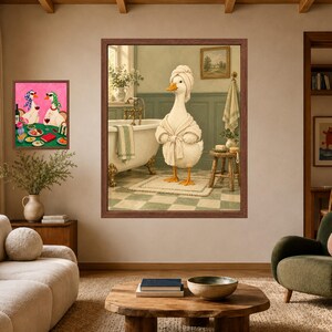 Funny Duck Spa Day Print, Sage Green Bathroom Decor (Digital Download) image 7