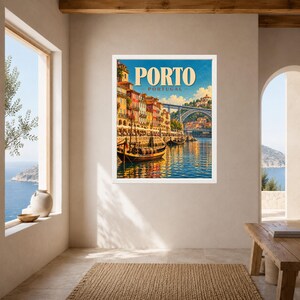 Porto Portugal Travel Poster, Douro River, Dom Luis Bridge Print (Digital Download) image 7
