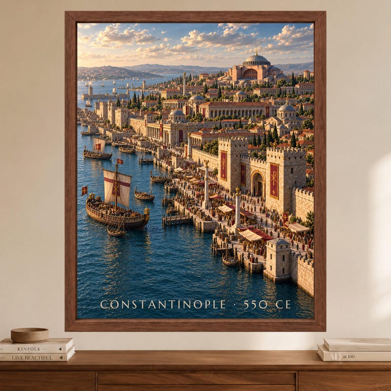 Constantinople 550 CE Wall Art, Byzantine Empire, Hagia Sophia Print (Digital Download) image 2