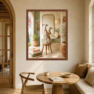 Whippet Bathroom Wall Art, Greyhound Dog Poster, Mediterranean Bathroom Print, Digital Download immagine 6