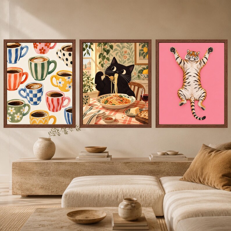 Black Cat Spaghetti Print, Italian Kitchen Art, Pasta Lover Poster (Digital Download) image 9