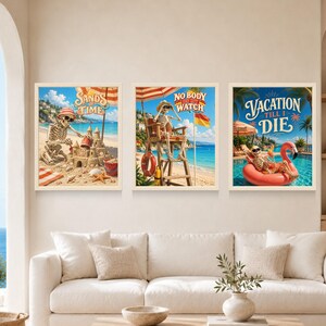 Skeleton Lifeguard Beach Poster, Funny Summer Humor Art (Digital Download) image 10